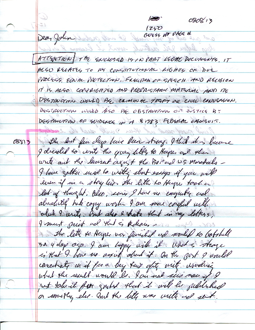 Dr John WorldPeace 2008 Prison Journal